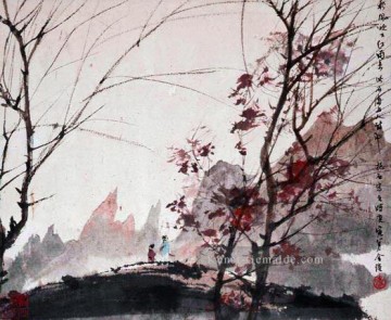 Chinesische Werke - Herbstlandschaft aus den vier Jahreszeiten 1950 Fu Baoshi traditionellen Chinesen